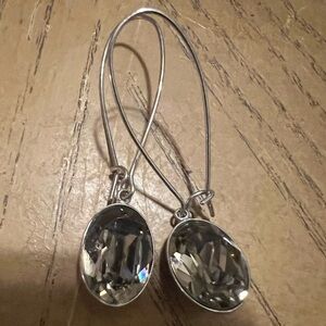 ***Donated***Smoky Zirconia silver tone dangling earrings